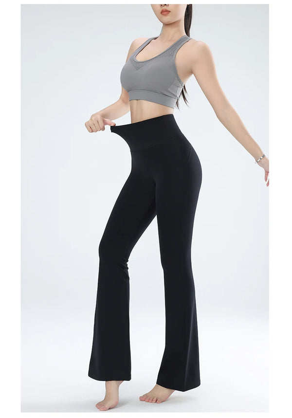 Women's leggings slim yoga pants  high waisted wide leg pants sports bell bottoms breathable quick dry bottom